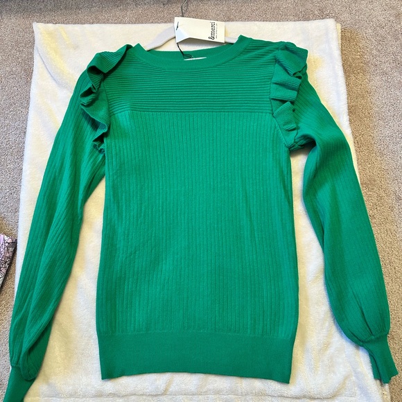 Green Ruffled Sweater - Picture 1 of 2